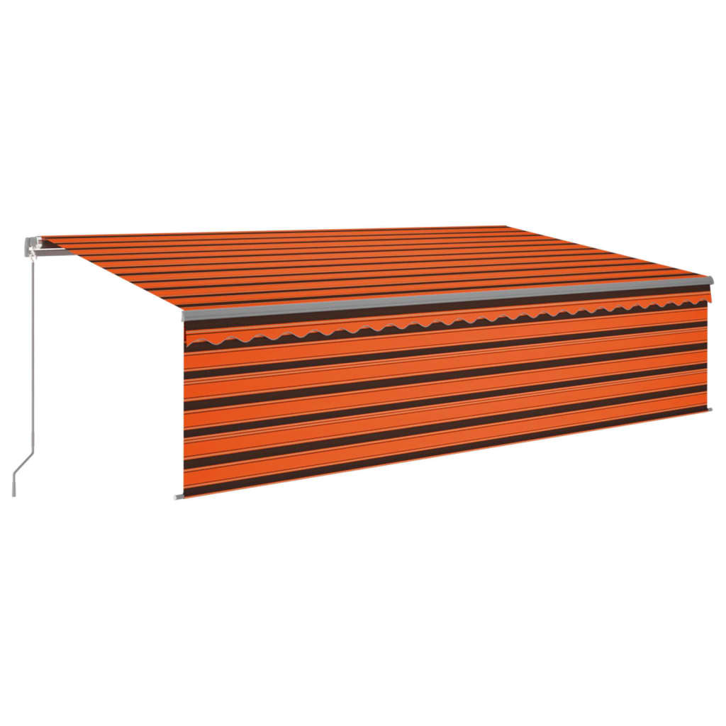 Toldo retráctil manual con persiana naranja y marrón 5x3 m vidaXL