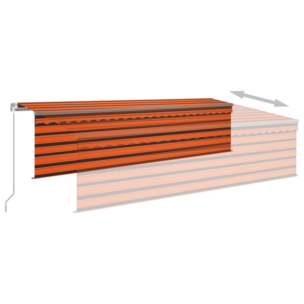 Toldo retráctil manual con persiana naranja y marrón 5x3 m vidaXL