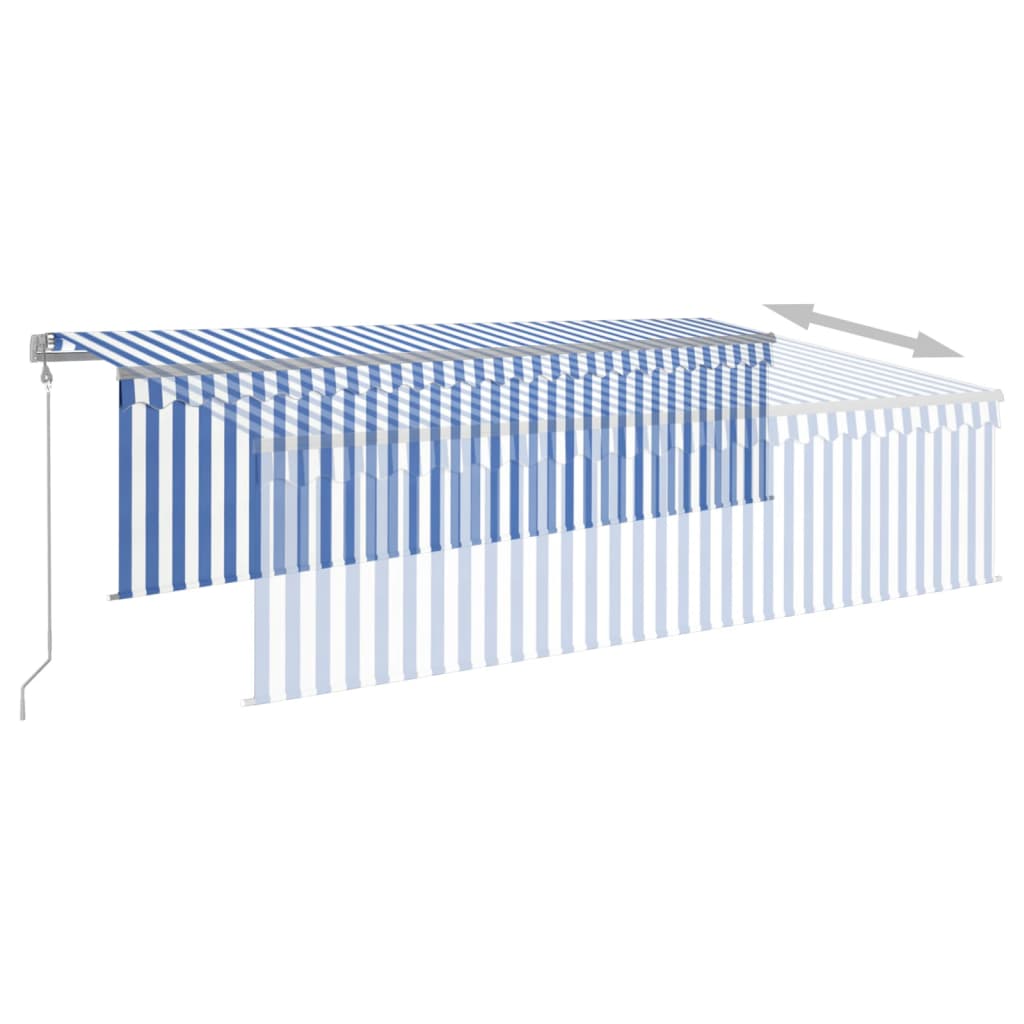 Toldo retráctil automático con persiana azul y blanco 5x3 m vidaXL