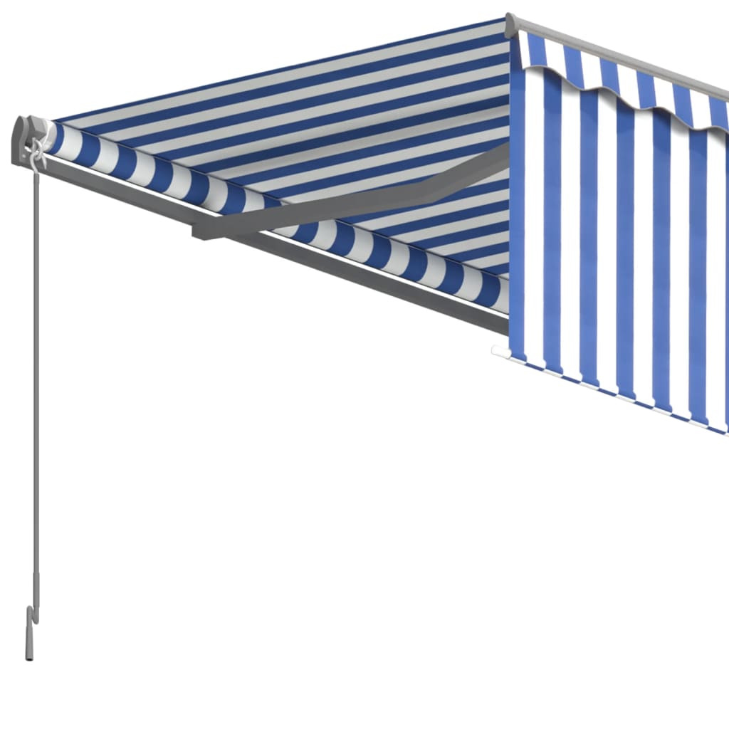 Toldo retráctil automático con persiana azul y blanco 5x3 m vidaXL