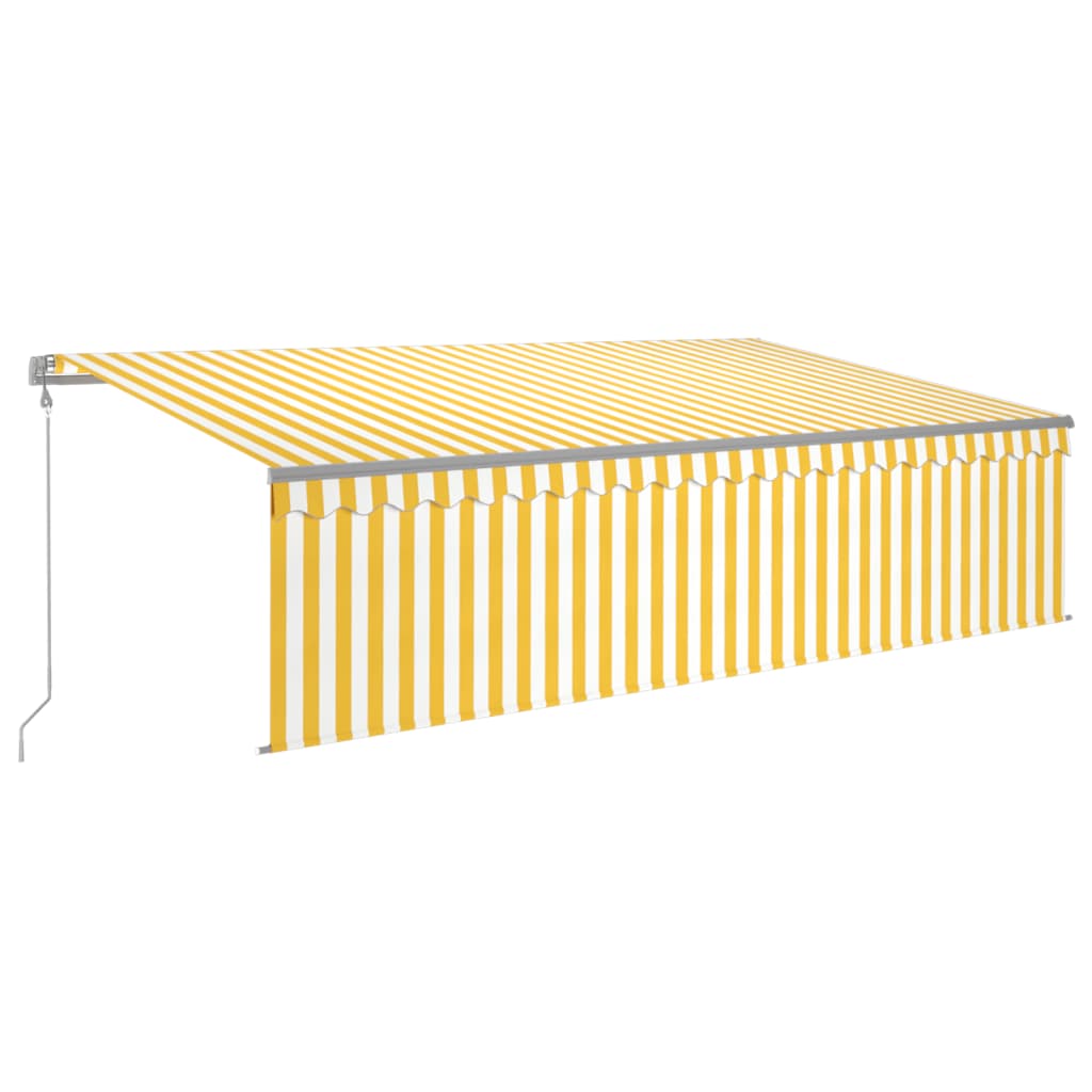 Toldo automático retráctil con persiana 5x3 m amarillo y blanco vidaXL