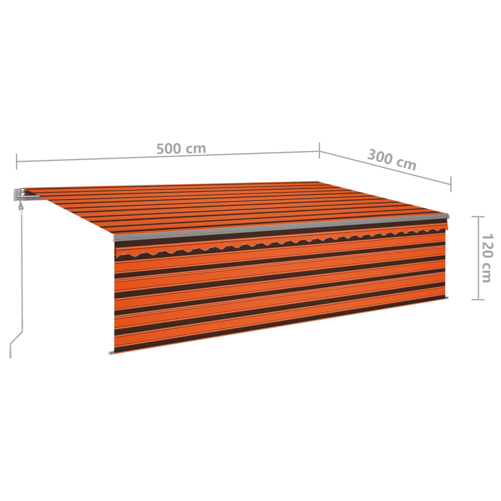 Toldo retráctil automático con persiana naranja y marrón 5x3 m vidaXL