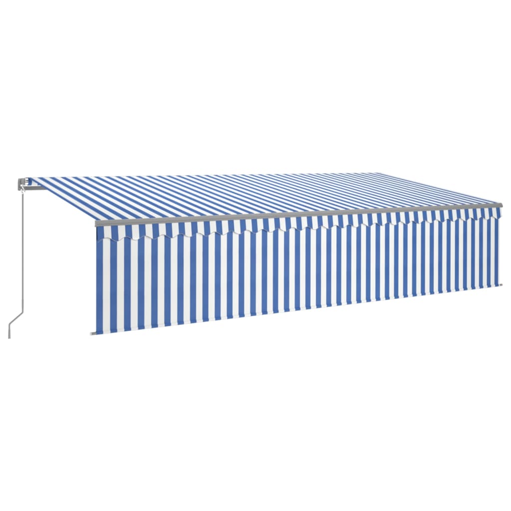 Toldo retráctil manual con persiana azul y blanco 6x3 m vidaXL