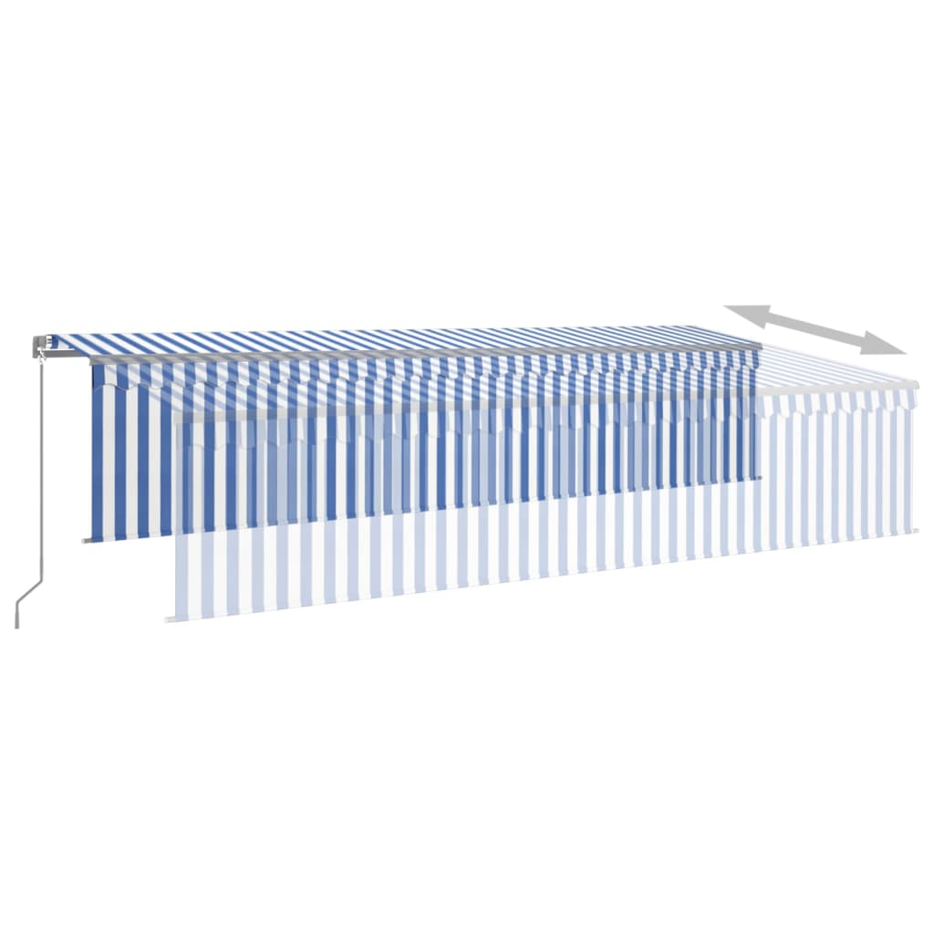 Toldo retráctil manual con persiana azul y blanco 6x3 m vidaXL