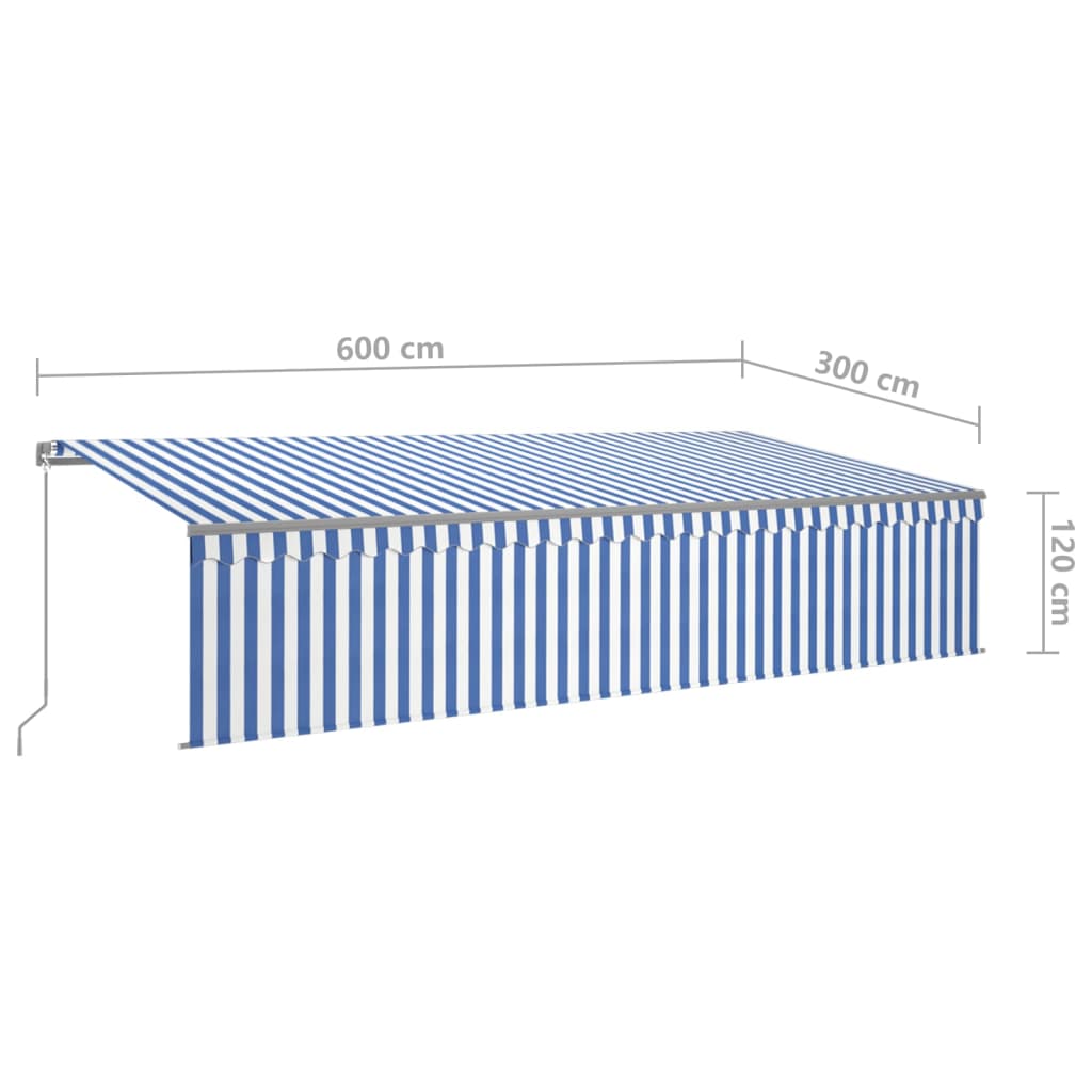 Toldo retráctil manual con persiana azul y blanco 6x3 m vidaXL