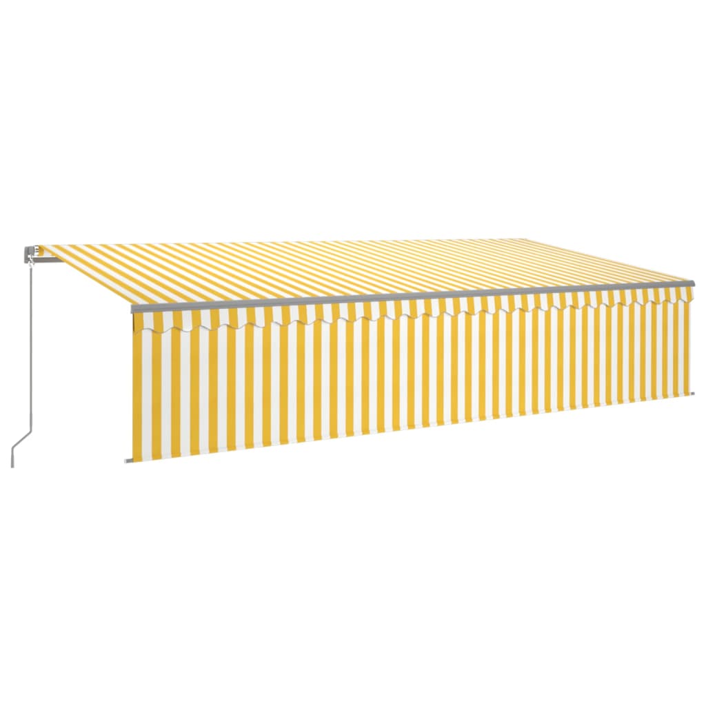 Toldo retráctil manual con persiana amarillo y blanco 6x3 m vidaXL