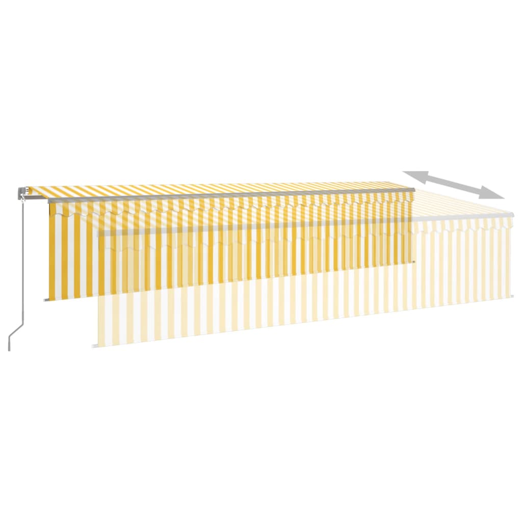 Toldo retráctil manual con persiana amarillo y blanco 6x3 m vidaXL