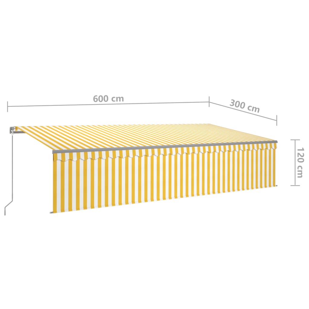 Toldo retráctil manual con persiana amarillo y blanco 6x3 m vidaXL