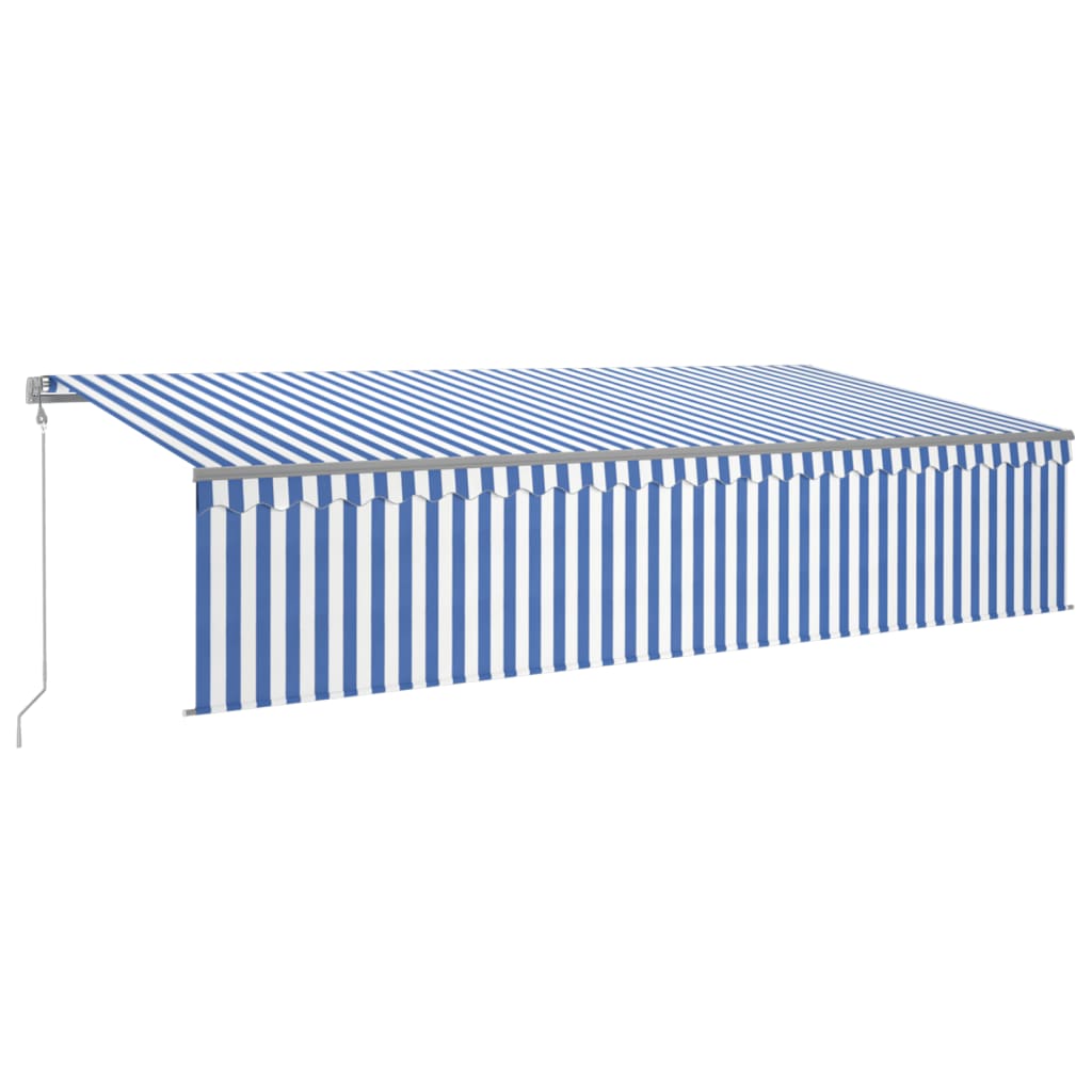 Toldo automático retráctil con persiana 6x3 m azul y blanco vidaXL