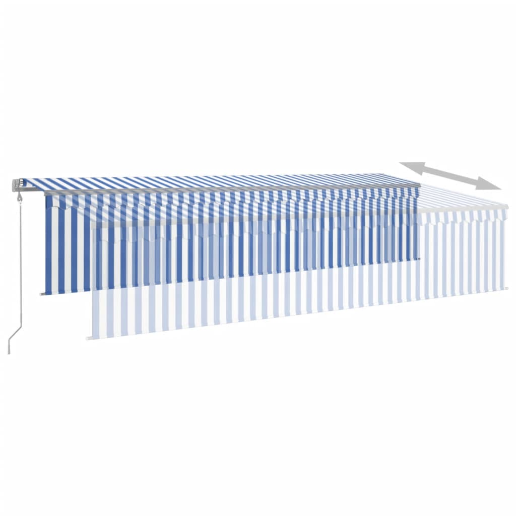 Toldo automático retráctil con persiana 6x3 m azul y blanco vidaXL