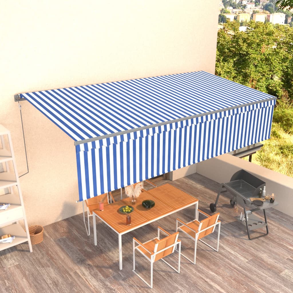 Vetonek Toldo automático retráctil con persiana 6x3 m azul y blanco