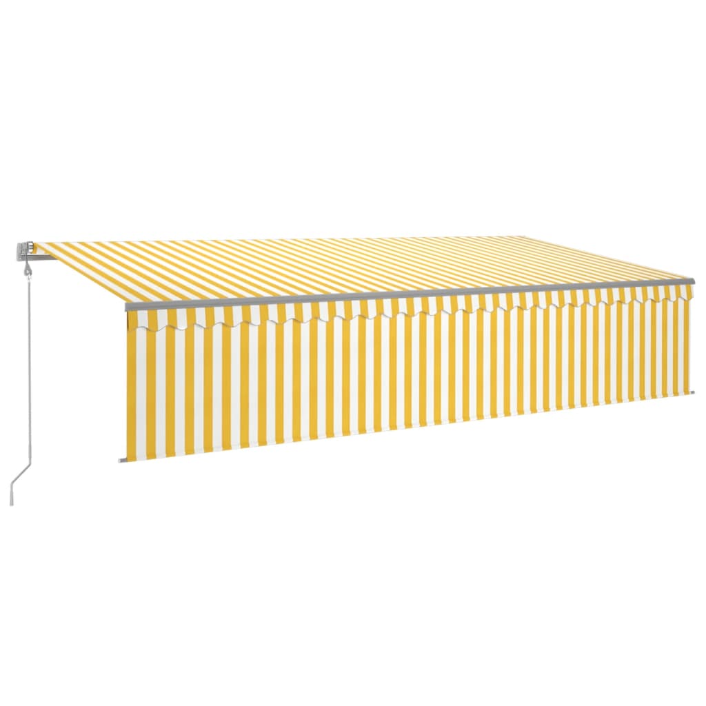 Toldo retráctil automático con persiana amarillo y blanco 6x3 m vidaXL