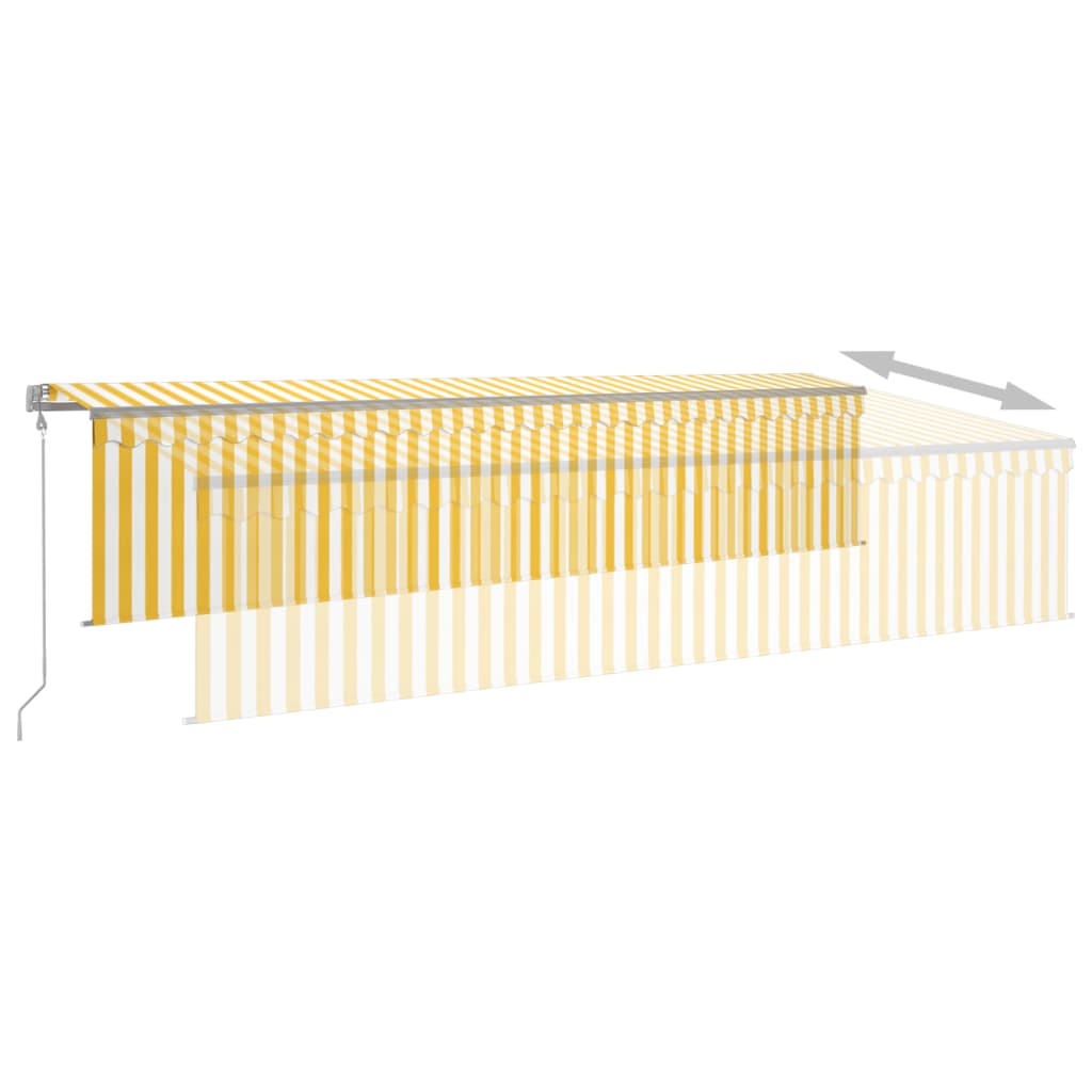 Toldo retráctil automático con persiana amarillo y blanco 6x3 m vidaXL