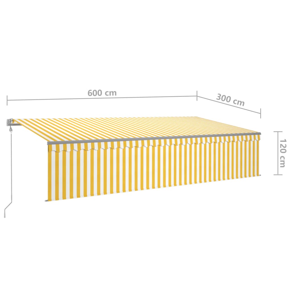 Toldo retráctil automático con persiana amarillo y blanco 6x3 m vidaXL