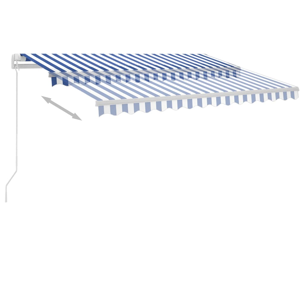 Toldo de pie retráctil manual azul y blanco 300x250 cm vidaXL