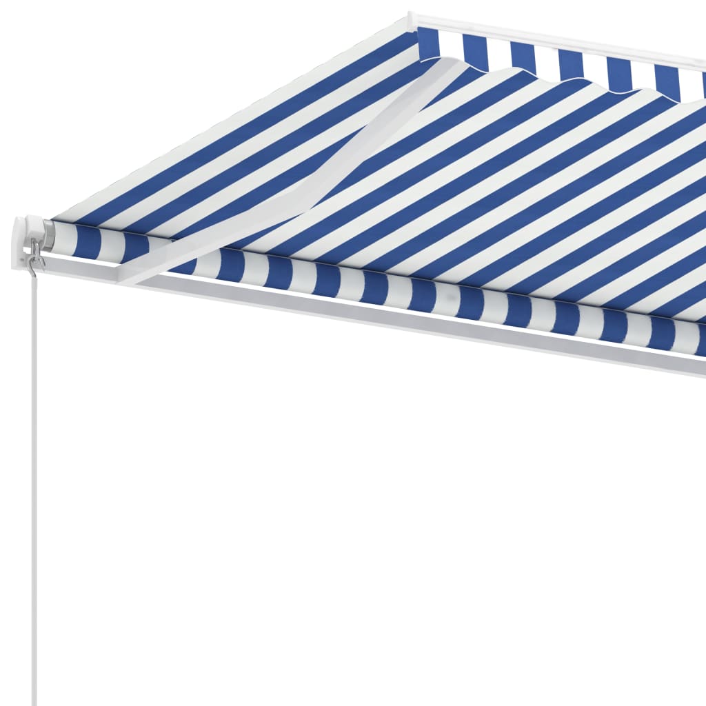 Toldo de pie retráctil manual azul y blanco 300x250 cm vidaXL