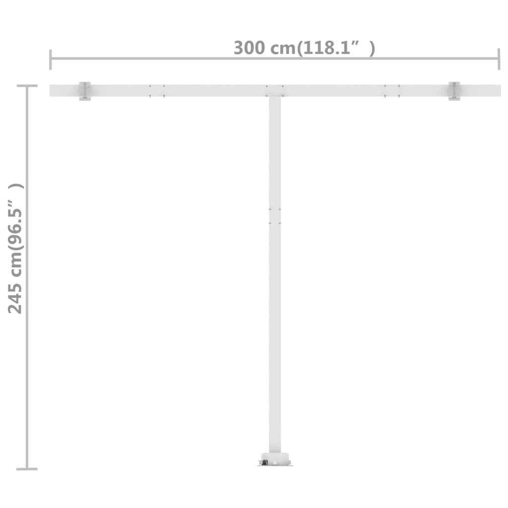 Toldo de pie retráctil manual azul y blanco 300x250 cm vidaXL