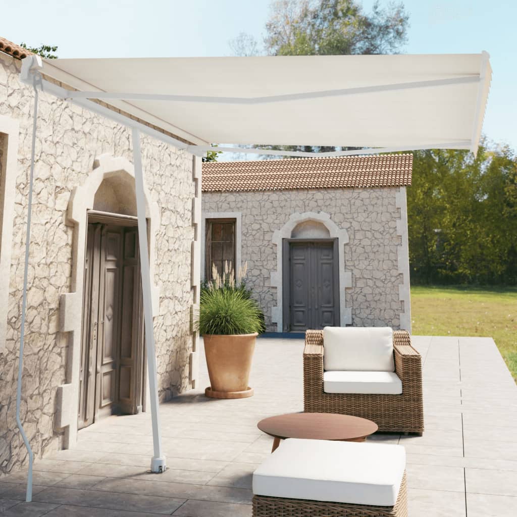 Toldo de pie retráctil manual crema 300x250 cm vidaXL