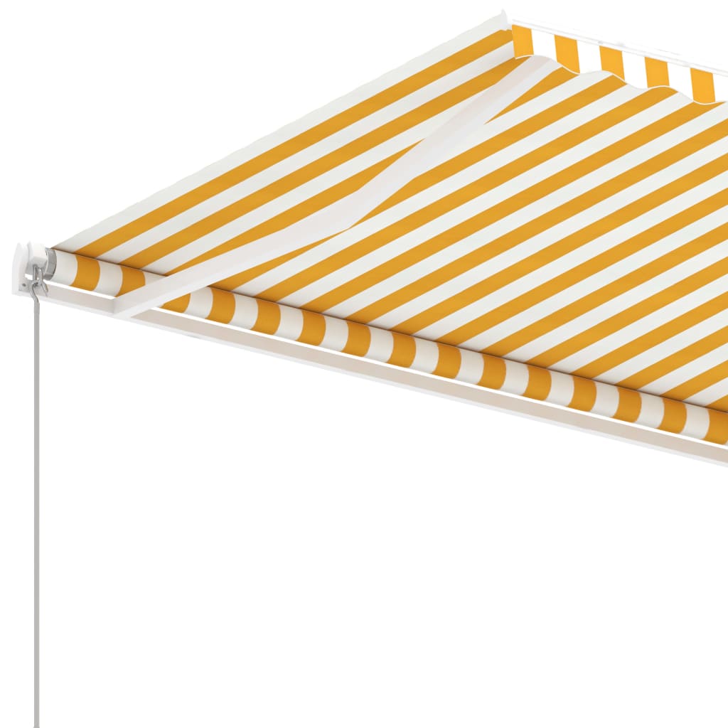 Toldo de pie retráctil manual amarillo y blanco 300x250 cm vidaXL