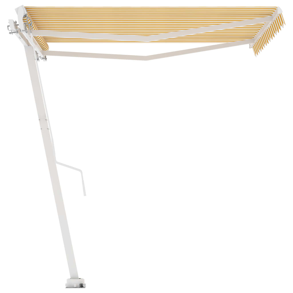 Toldo de pie retráctil manual amarillo y blanco 300x250 cm vidaXL