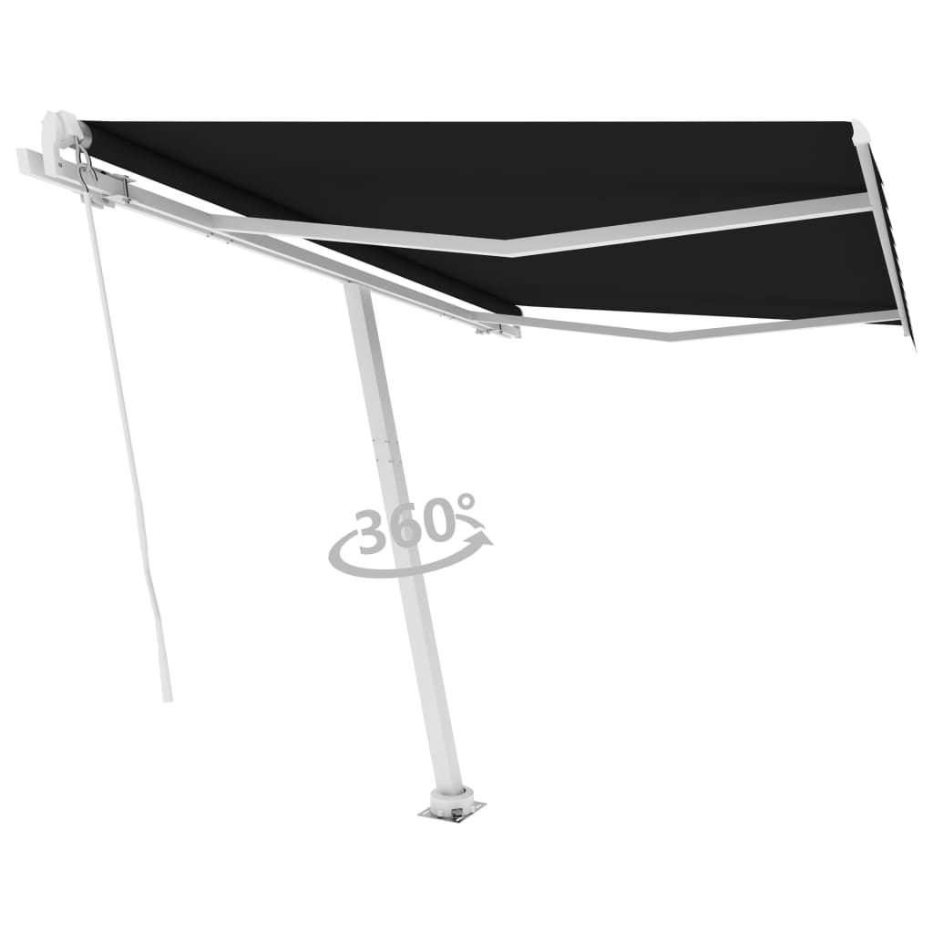 Toldo de pie retráctil manual gris antracita 300x250 cm vidaXL