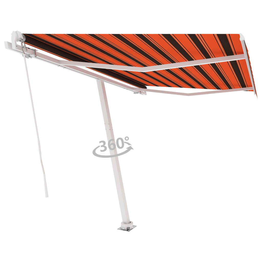 Orange and brown manual retractable foot awning 300x250 cm