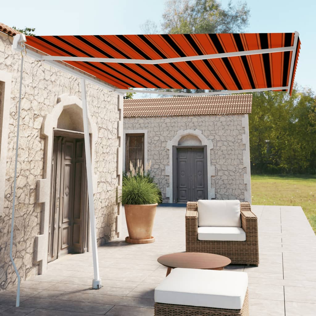 Vetonek Toldo de pie retráctil manual naranja y marrón 300x250 cm