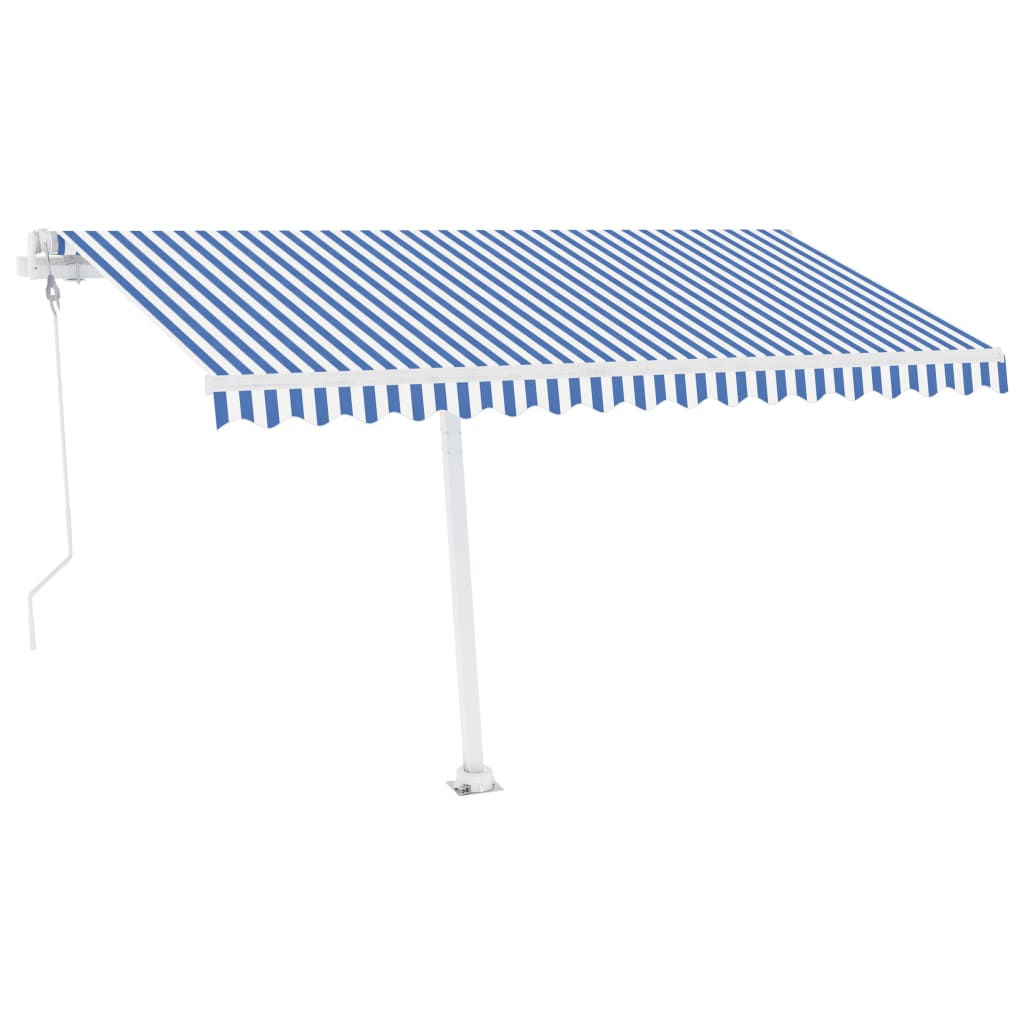 Toldo de pie automático azul y blanco 400x300 cm vidaXL