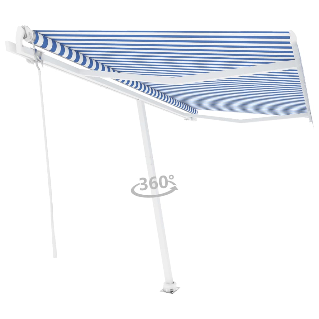 Toldo de pie automático azul y blanco 400x300 cm vidaXL