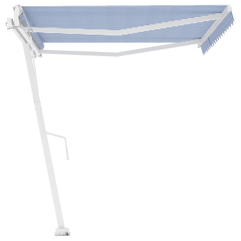 Toldo de pie automático azul y blanco 400x300 cm vidaXL