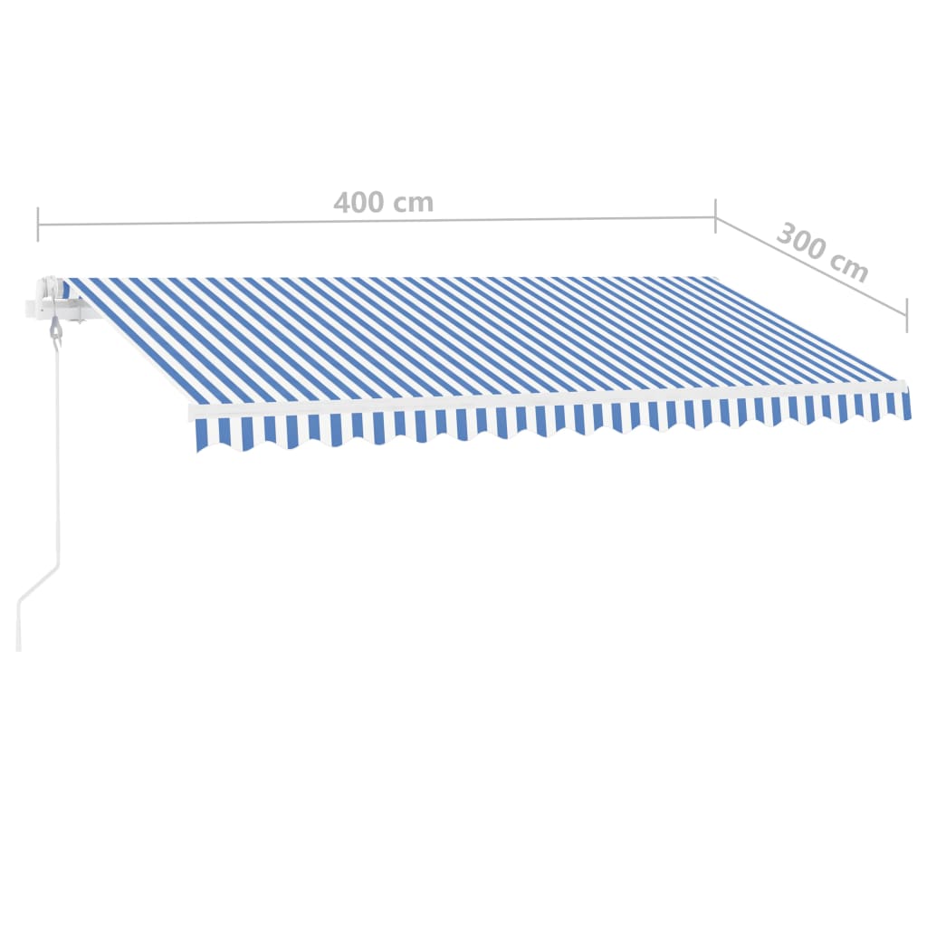 Toldo de pie automático azul y blanco 400x300 cm vidaXL