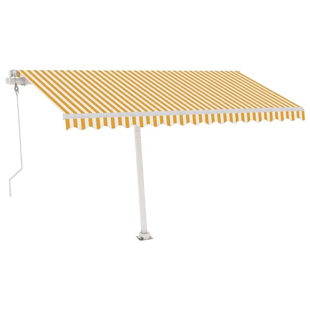 Toldo de pie automático amarillo y blanco 400x300 cm vidaXL