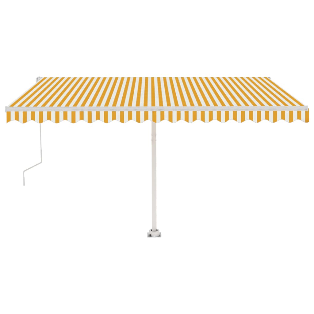 Toldo de pie automático amarillo y blanco 400x300 cm vidaXL