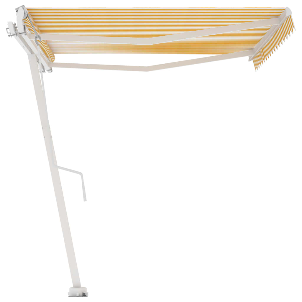 Toldo de pie automático amarillo y blanco 400x300 cm vidaXL