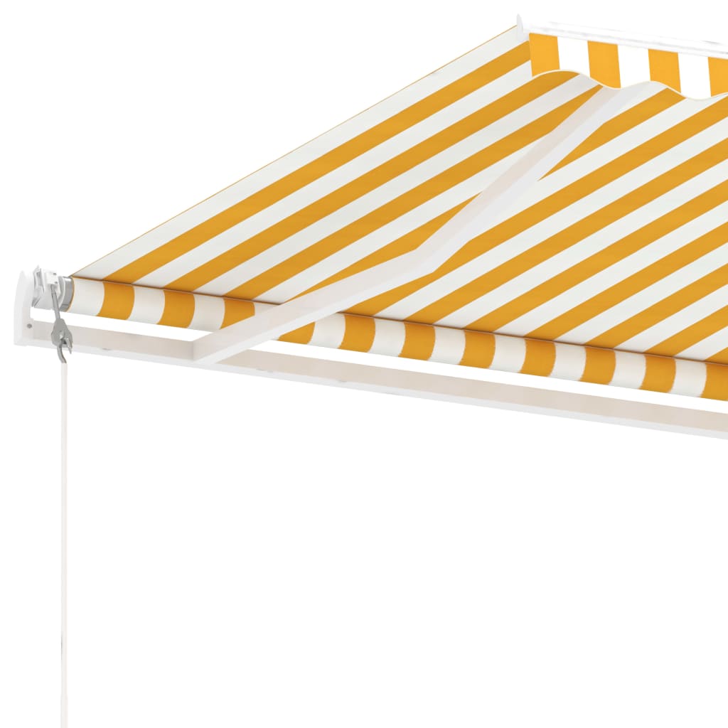 Toldo de pie automático amarillo y blanco 400x300 cm vidaXL