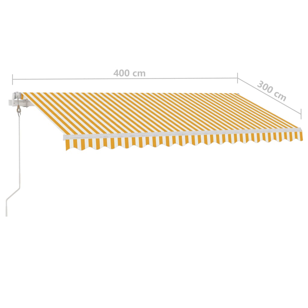 Toldo de pie automático amarillo y blanco 400x300 cm vidaXL