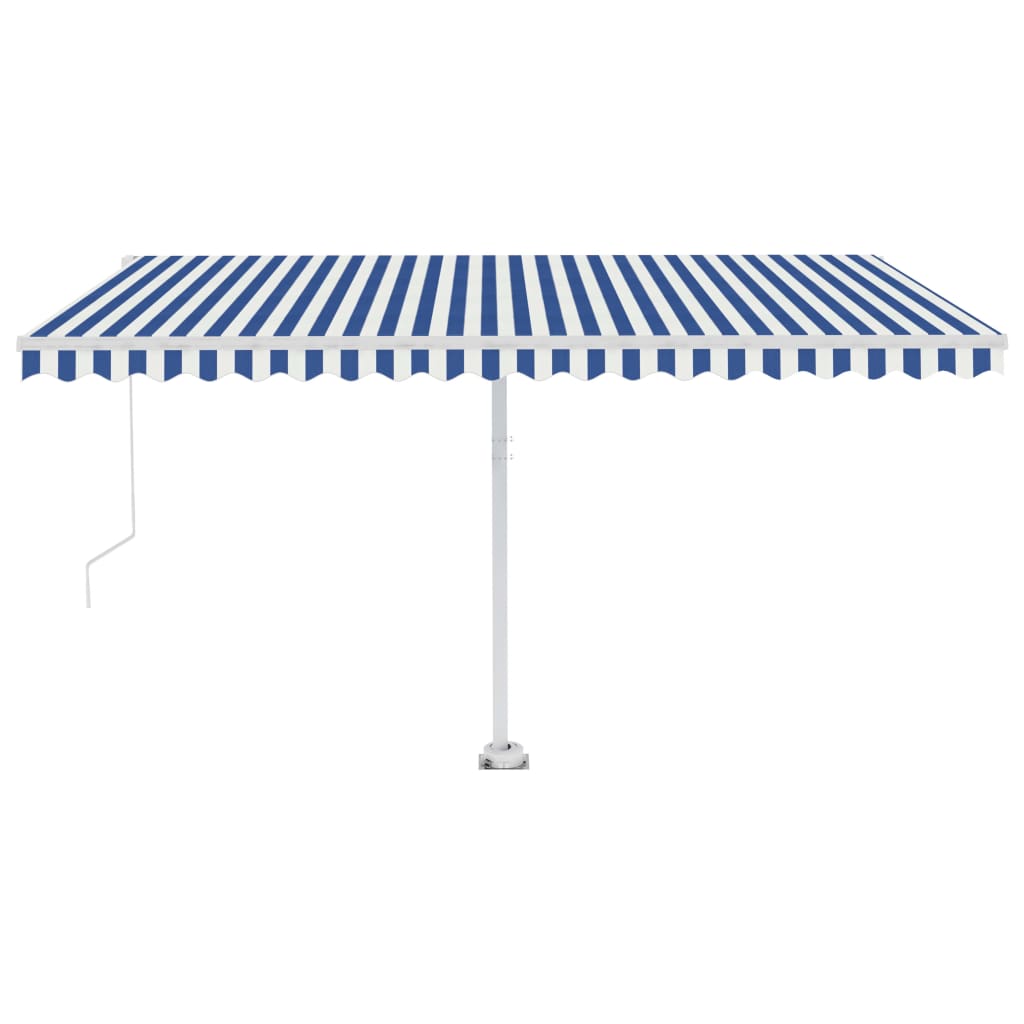 Toldo de pie manual azul y blanco 450x300 cm vidaXL