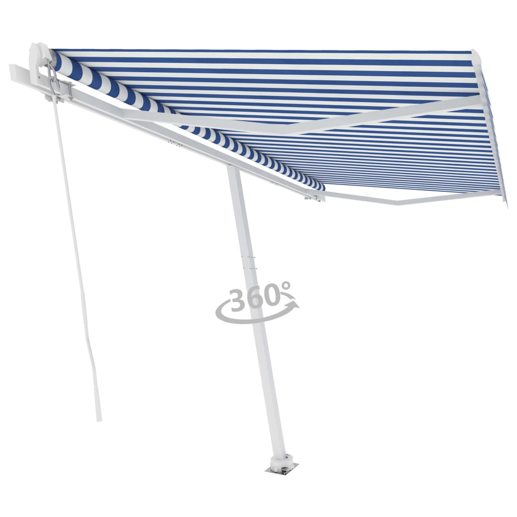 Toldo de pie manual azul y blanco 450x300 cm vidaXL