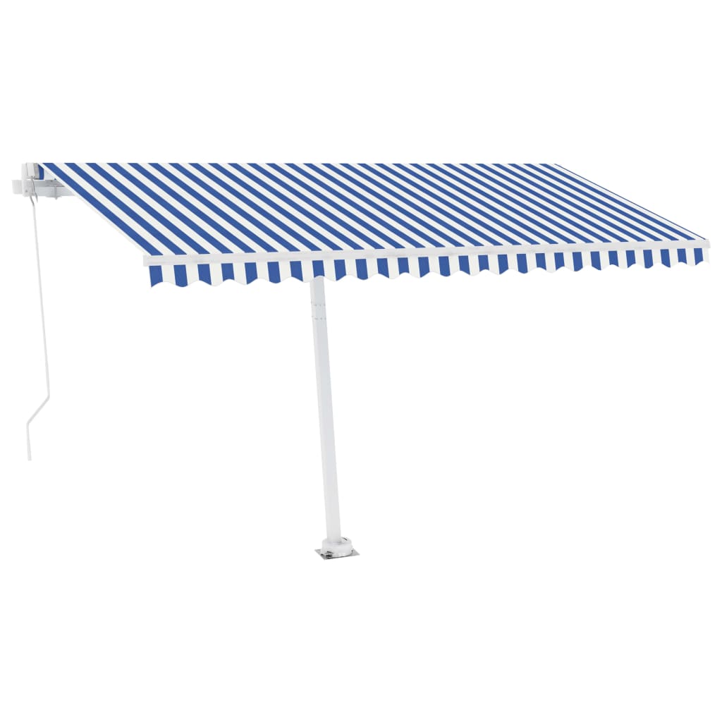 Toldo de pie manual azul y blanco 450x300 cm vidaXL