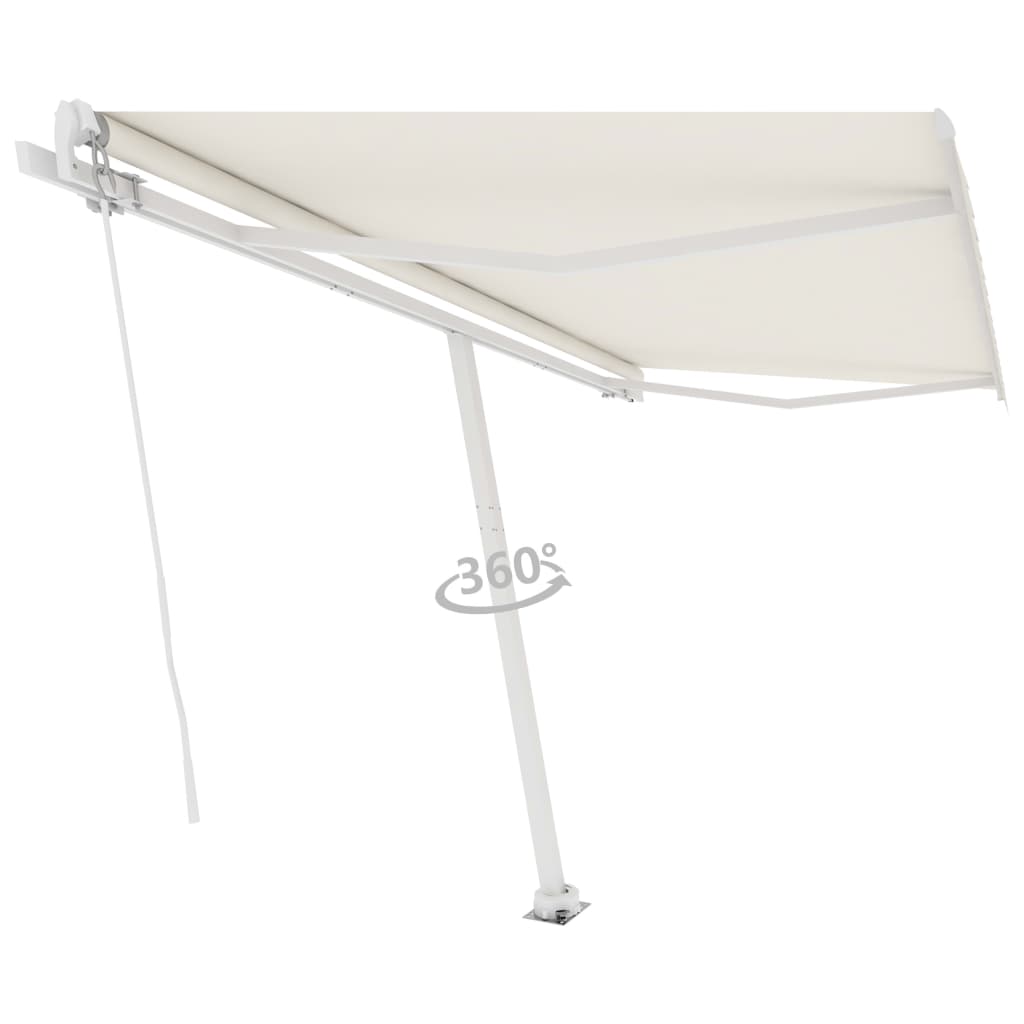 Toldo de pie retráctil manual crema 450x300 cm vidaXL