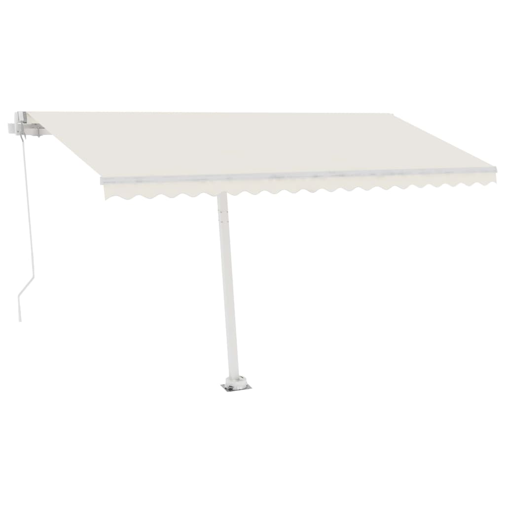 Toldo de pie retráctil manual crema 450x300 cm vidaXL