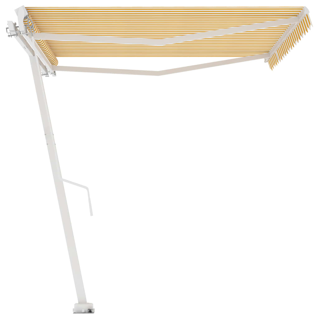 Toldo de pie retráctil manual amarillo y blanco 450x300 cm vidaXL