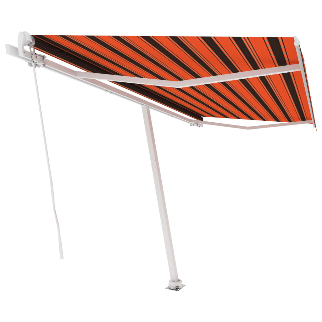 Toldo de pie retráctil manual naranja y marrón 450x300 cm vidaXL