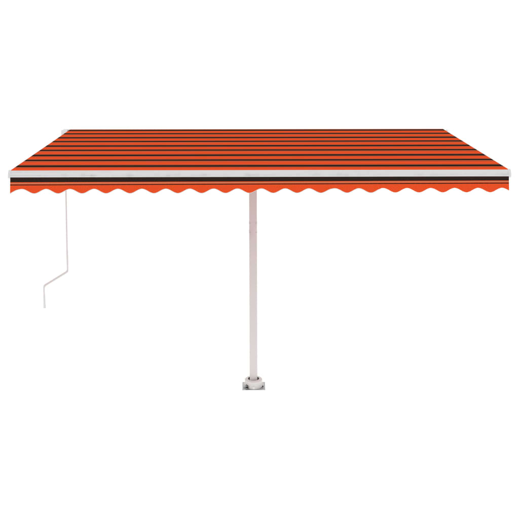 Toldo de pie retráctil manual naranja y marrón 450x300 cm vidaXL