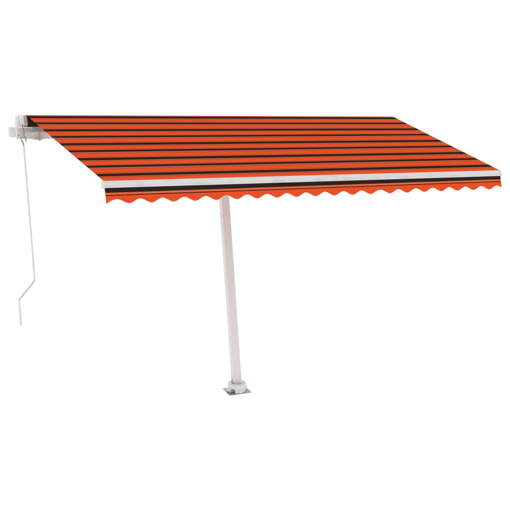 Toldo de pie retráctil manual naranja y marrón 450x300 cm vidaXL