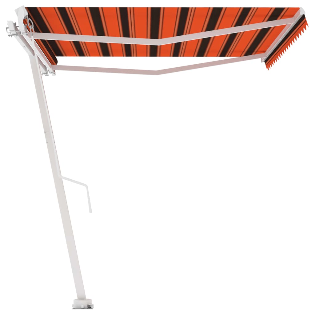 Toldo de pie retráctil manual naranja y marrón 450x300 cm vidaXL