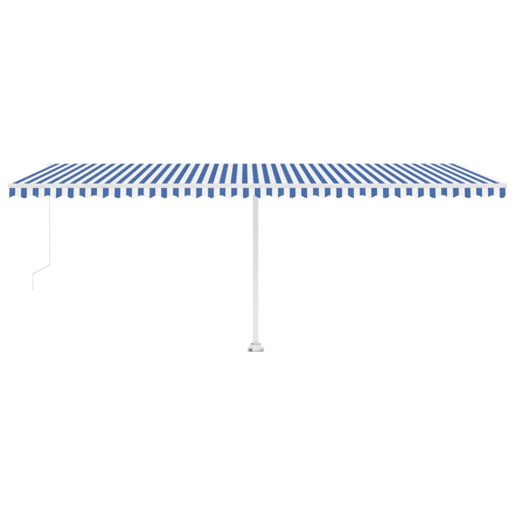 Toldo de pie retráctil manual azul y blanco 600x300 cm vidaXL