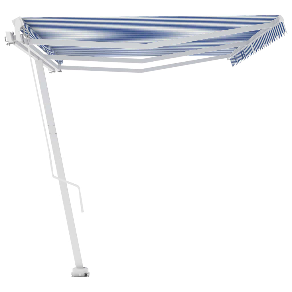 Toldo de pie retráctil manual azul y blanco 600x300 cm vidaXL