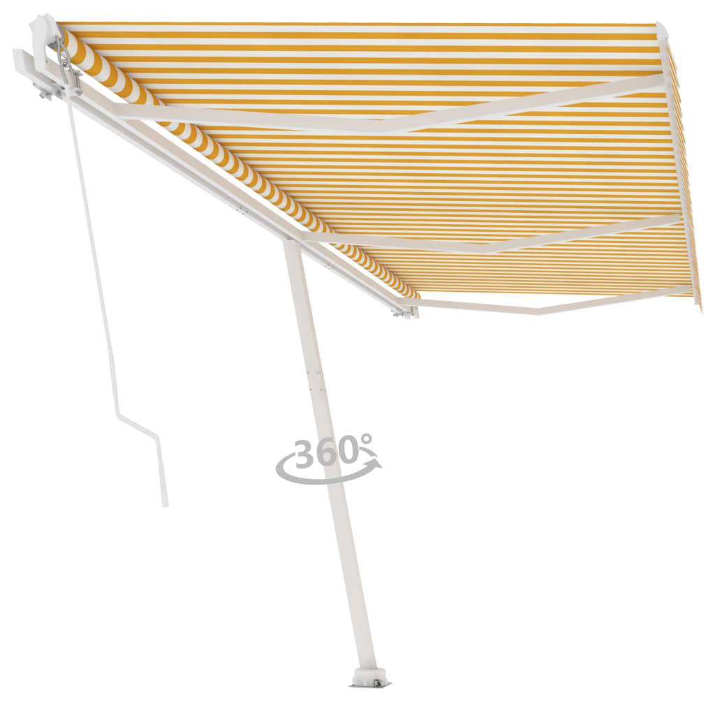 Toldo de pie retráctil manual amarillo y blanco 600x300 cm vidaXL