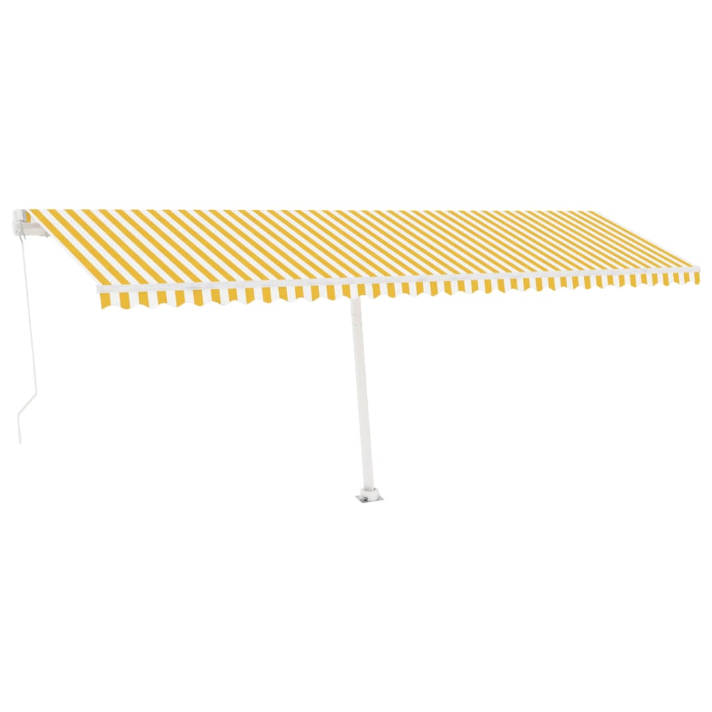 Toldo de pie retráctil manual amarillo y blanco 600x300 cm vidaXL